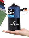 STYNGARD 2in1 Hüttenschlafsack Ultraleicht [200g] - Ultraleichter Schlafsack kleines Packmaß - Dünner Schlafsack Inlett leicht & weich Modell HANOI (mit Reißverschluss, Blau)