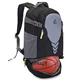 Bseash 35L Basketball Fußball Rucksack mit Boden Ballfach, große Kapazität Sport Rucksack Ausrüstung Turnbeutel für Jungen Mädchen Athleten (Schwarz)