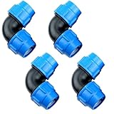 4 Stück PP-Fitting Verschraubung für PE Rohr 25mm, BetterJonny Winkel 90°PE Rohr Fitting 25mm x 25mm PE Rohr Verschraubung 25 mm Verschraubung Kupplung Kunststoff PP Kupplung, Blau