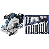 Makita DHS680Z Akku-Handkreissäge 57mm 18 V (ohne Akku, ohne Ladegerät), Blau, Silber & BGS 1196 | Maul-Ringschlüssel-Satz | 25-tlg. | SW 6-32 mm | inkl. Tetron-Rolltasche | Gabelringschlüssel