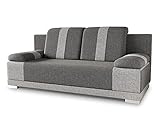 Sofa mit Schlaffunktion Imola - Schlafsofa mit Bettkasten, Couch, Bettsofa, Polstersofa, Klappsofa, Sofagarnitur (Grau (Sawana 05 + Sawana 21))