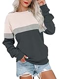 Cindeyar Sweatshirt Damen Pullover Elegant Langarmshirt Rundhals Farbblock Pulli Longsleeve Oberteile Winter Shirt Langarm Tops Sweatshirts Ohne Kapuze