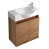 Alpenberger Waschtisch mit Unterschrank 55 cm Breit | Waschbecken mit Unterschrank Bad Möbel Modern Set Bamboo | Kleines Waschbecken Gäste WC Möbel | Waschbeckenunterschrank Badezimmermöbel