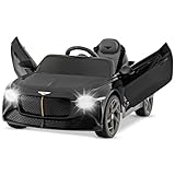 COSTWAY Bentley Elektroauto für Kinder, 12V Kinderfahrzeug mit Fernbedienung & Licht & Musik & USB, Kinderauto Elektro, Elektrofahrzeug für Kinder ab 3 Jahren (Schwarz)