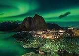 Ravensburger Puzzle 1000 Teile - Aurora Borealis Norwegen, Nordlichter über Hamnoy - Puzzle für Erwachsene und Kinder ab 14 Jahren ,Puzzle Norwegen, [Exklusiv bei Amazon]