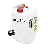 plasteo® 10 Liter Getränke- Wasserkanister Natur mit Hahn und Schraubdeckel | BPA Frei | Lebensmittelecht