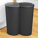 Spetebo Mülleimer 50 Liter (2x25) in schwarz mit praktischem Klappverschluss - Mülltrenner Abfalleimer