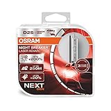 OSRAM XENARC NIGHT BREAKER LASER D2S Next Generation, +200 % mehr Helligkeit, HID Xenon-Scheinwerferlampe, 66240XNN-HCB, Duo Box (2 Lampen)