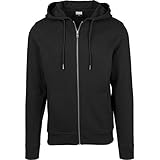 Urban Classics Herren Kapuzenjacke Basic Zip Hoodie - einfarbiges Sweatshirt mit Kapuze, Kapuzenpullover mit Reißverschluss - Farbe black, Größe XL