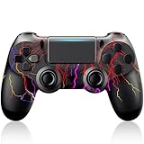 JIBHZIE Wireless Controller für PS4, Game Controller mit 1000mAh Akku mit Dual Shock/6 Axis Gyro Sensor/RGB Licht, Gamepad kompatibel mit PlayStation 4/Pro/Slim/PC