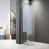 Walk-in faltbar 120x185cm Walk-in Dusche Duschwand Glas Falttür für Duschwanne Faltwand Drehfalttür Faltdusche Glaswand Duschfaltwand Sicherheitsglas 6 mm klar