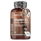 Vitamin K2 MK7-365 vegane Tabletten - 200µg je Dosis - 100% All-Trans Menaquinon - Für Blutgerinnung & Knochen (EFSA) - 1 Jahr Vorrat - Vitamin K Präparate - Alternative zu Tropfen - WeightWorld