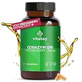 Vitabay Coenzym Q10 Kapseln Hochdosiert 200mg VEGAN & LABORGEPRÜFT Depot Komplex - 120 Kapseln Q10 Coenzym 200mg - Antioxidant Coenzym Q10 - Coenzyme Q10 200mg Kapseln Q 10 Coenzym Q 10 - Q Enzym Q10