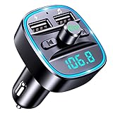 Mohard Bluetooth FM Transmitter, KFZ Bluetooth Adapter Auto Radio FM Transmitter, Autoladegerät Zigarettenanzünder mit Freisprechen, 2 USB-Anschlüsse (5V/2,4A & 1A), Unterstützt USB-Stick & TF Karte