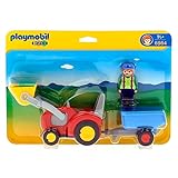 PLAYMOBIL 1.2.3 6964 Traktor mit Anhänger, Anhänger klappbar, Schippe anhebbar, ab 1,5 Jahren