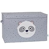 LOVE IT STORE IT Aufbewahrungsbox mit Deckel groß - Spielzeugkiste aus Stoff - Verstärkt mit Holz - Robust und stabil - Grau mit Panda - 62x38x39 cm