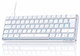 TMKB T61SE Gaming Mechanische Tastatur mit Deutsches QWERTZ Layout,Rote Schalter,weiße