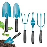 Takluu Rostfreies Gartenwerkzeugset, Gartenhandwerkzeuge | Robustes Gartenwerkzeug-Set - Gartenschaufel-Rechen-Unkrautvernichter mit ergonomischen, rutschfesten Griffen für die Bewirtschaftung Gärten