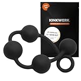 KINKWERK Analkugelkette aus 4 Kugeln | Premium Silikon | Anfängerfreundlich | Benutzerfreundlicher Rückholring | Flexibel für Längere Sessions (L) Schwarz