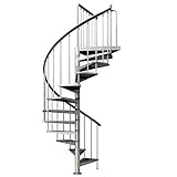 Spindeltreppe verzinkt | Außenspindeltreppe | Wendeltreppe | Geschosshöhe: 246-282 cm| 11 Stufen | Durchmesser 185 cm | Stufen und Podest: Metall gelocht | Gartentreppe | Außentreppe