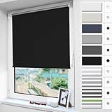 Magiea Verdunklungsrollo ohne & mit Bohren Klemmfix, Schwarz 45x120cm (BxH), Verdunkelungsrollo Klemmrollo Thermorollo, Fensterrollo innen Sonnenschutz und Sichtschutz, Rollos für Fenster & Tür