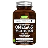 Ultra pures Omega 3 Fischöl Konzentrat mit Astaxanthin, 1000mg EPA DHA Fettsäuren, höchst absorbierendes Wildfischöl in Triglycerid-Form, 180 Kapseln, von Igennus