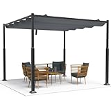 VOUNOT Pergola Pavillon 3x3m wasserdicht stabil Winterfest, Gartenpavillon Metall mit Terrassenüberdachung freistehend, Sonnenschutz für Garten Terrasse & Balkon, Grau