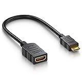 deleyCON Mini HDMI Adapter Kabel Portsaver Mini HDMI Stecker auf HDMI Buchse - Audio Video Übertragung 4K UHD 2160p Full HD 1080p