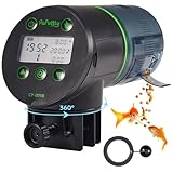 Papettly Futterautomat Aquarium, Automatischer Fischfutterautomat für Aquarium mit Batteriebetrieben, Fische Fischfutterspender 200ml, 2 AAA-Batterien im Lieferumfang enthalten, Fischfutterschwimmring