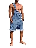 Runcati Herren Denim Overall Shorts Sommer Workwear Verstellbare Jumpsuit Lässige Jeans Kurz Rompers Lose Fit, Blau, XXL