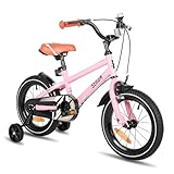 STITCH Kinderfahrrad für 3-5 Jahre Mädchen & Jungen, 14 Zoll Kinderfahrrad mit Stabilisatoren & Handbremsen, 95% montiert, Rosa