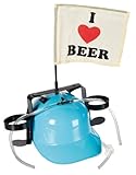 Trinkhelm 'I love BEER' Bier Bierhelm mit Getränkehalterung und Fahne Ideal für Fasching und Oktoberfest
