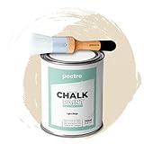 PACK Kreidefarbe für möbel 750ml + Malerpinsel speziell für Chalk Paint - Möbellack Natürlicher Kreideeffekt - Farbe für Holz (HELL BEIGE)