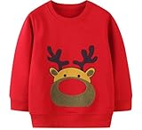 EULLA Kinder Mädchen Jungen Weihnacht Pullover Sweatshirt Weihnachtsoutfit Weihnachtspuli Winter Baumwolle Langarm Christmas Xmas Rentier Weihnachtskleidung Gr.86/92 2 Jahre 2# Rot Rentier DE 92