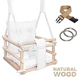 Holz Babyschaukel Indoor - Kinderschaukel - Baby Schaukel 3in1 mit Kissen und Sicherheitsgurt - Komfortable und Robuste