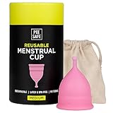PEESAFE Menstruationstasse für Frauen | auslaufsicher | kein Geruch oder Ausschlag | aus sterilem medizinischem Silikon | wiederverwendbar | klein in Farbe Rosa