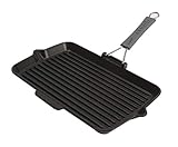 STAUB Gusseisen Grillpfanne mit Silikongriff, Induktionsgeeignet, Recheckig, 34x21 cm, Schwarz