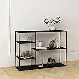 [en.casa] Standregal Isojoki Bücherregal Metallregal Wohnzimmer Schwarz Regal stehend 120 x 35 x 87,5 cm