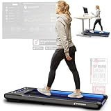 sWalk Walking Pad Laufband mit LED - Deutsche Qualitätsmarke - 1-6 km/h Geschwindigkeit mit interaktivem LCD-Display & App kompatibel - Flexibles Under Desk Schreibtisch Treadmill für Zuhause & Büro