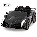 DREAMADE Elektroauto für Kinder, 12V Lamborghini Kinder Auto mit hydraulischer Tür, Elektroauto mit Fernbedienung & Schaukelfunktion & MP3 & LED-Licht, Elektrofahrzeuge für Kinder ab 3 Jahre (Schwarz)