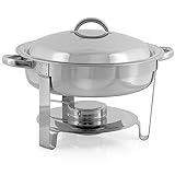 Mahlzeit Edelstahl Chafing Dish rund 4,5 Liter | Speisenwärmer Wärmebehälter Bain Marie Rechaud Warmhaltebehälter Chafing Dishes für Buffet Catering Gastro und Party