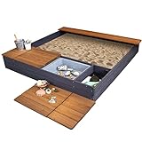 Meppi Sandkasten aus Holz mit Matschwannen anthrazit/braun Sandkiste/Sandbox - Laboe