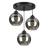 FKL DESIGN Home Deco Deckenlampe Pendellampe Hängelampe Wandlampe Tischlampe Leuchte Pendelleuchte Kugel Schwarz Lampe aus Serie 830 (830-ER3)