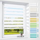 Doppelrollo klemmfix ohne Bohren & mit Bohren, 40x120cm (BxH) Weiß, 3-in-1 Duo Rollo für Fenster & Tür, Fensterrollo innen lichtdurchlässig & verdunkelnd, Klemmrollo Rollos Sonnenschutz