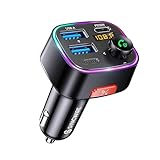 SYNCWIRE Bluetooth 5.3 FM-Transmitter-Autoladegerät 48W (PD 36W&12W) dualer USB-Anschluss Ladegerät KFZ-Adapter kabelloser Radioempfänger, LED-Display 64 GB USB-Laufwerk mit Lichtschalter