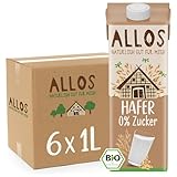 Allos Bio Haferdrink ungesüßt | Milchalternative aus Hafer | Drink auf Pflanzenbasis | veganer Drink | zuckerfrei | ohne Zucker | vegan | laktosefrei | 1 Liter (6 Stück)