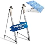 Trango - Solarmodul Alu-Halterung Balkonkraftwerk - Halterung inkl. 2x Edelstahl-Haken für runde Balkongelände - Universal-Aufstelle bis 114cm Panel Breite - 425W - Winkel bis 45° verstellbar