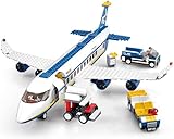 463 Teile Flugzeug Bausteine mit Flughafen Mini Terminal und LKW, Stadt Passagier Flugzeug Spielzeug Bausatz, Flugzeug Modell für Kinder Erwachsene, Flugzeug Modell (B0366)