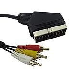 Electots Scart-auf-Cinch-Kabel, AV-zu-Scart-Adapter, Scart-Kabel, Scart-Stecker auf 3 Cinch-Stecker, Composite-AV-Anschluss-Adapter, Audio/Video für TV, DVD, Videorecorder, 1,5 m/5 m