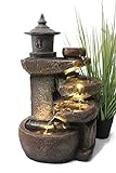 Arnusa Springbrunnen BK851 Wasserfall mit Beleuchtung Gartenbrunnen Zimmerbrunnen Kaskade Brunnen Terrassenbrunnen Dekoration, Braun Grau